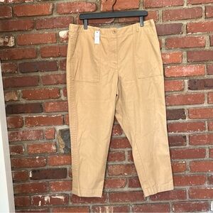 Talbots NWT Women Slim Cargo Pant Tan Size 16 Petite‎ Ankle Length travel